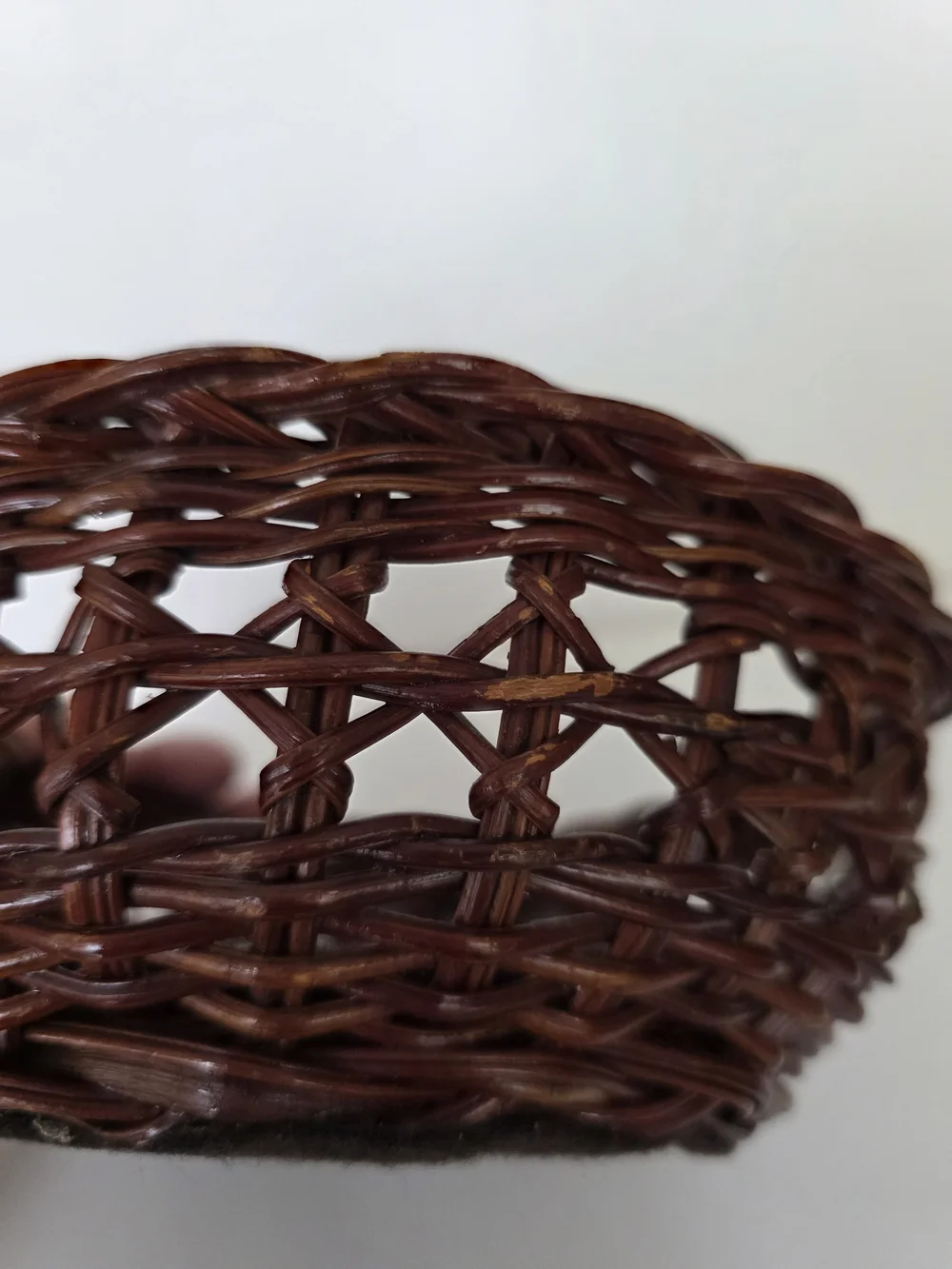 Vintage Woven Brown Decorative Rattan Bowl Basket